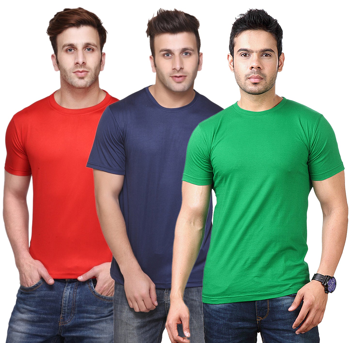 Ketex Round Neck Men's Polyester Blend Dri Fit T-Shirts (Pack of 3)